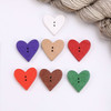 Mixed colour Heart wooden 2 hole Button - 24mm x 23mm - Pack of 20