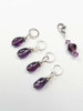 Purple twist drop Knitting Stitch Markers with keeper - set of 4
