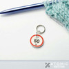 Number '50' Cast On Counting Stitch Marker - Red & Black