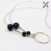 TBC Hammered Silver Ring Beaded Glasses Spectacles Necklace Holder - Amethyst & Silver
