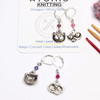 Antiqued Silver Cat Charm with Crystals - set of 4