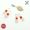 Rose Quartz & Red Aventurine 4mm, 7mm Stitch Markers with Oval Progress Keeper - set of 5