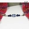 Ceramic Stripe & Lapis Lazuli Gemstone Silver Beaded Shawl/Cardigan Holder Clip Fastener