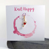 Knit Happy Greetings Card & Envelope Blank with Crochet Clip Wine Stitch Marker
