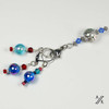 3 Aqua Blue TRIOs Iridescent Knitting Stitch Markers (mixed sizes) + Progress Keeper