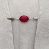 Raspberry Red Oval Beaded Shawl/Cardigan Holder Clip Fastener - 10.5cm