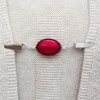 Raspberry Red Oval Beaded Shawl/Cardigan Holder Clip Fastener - 10.5cm