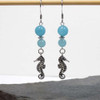 Blue Quartz & Antique Silver Seahorse Drop Earrings
