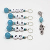 Blue Quartz & Seahorse Numbered Counting Knitting Stitch Markers 20 - 120 - set of 6