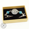 Blue Quartz & Celtic Knot Silver Beaded Shawl/Cardigan Holder Clip Fastener