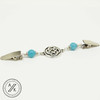 Blue Quartz & Celtic Knot Silver Beaded Shawl/Cardigan Holder Clip Fastener