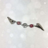 Rhodanite Gemstone & Silver Tree Beaded Shawl/Cardigan Holder Clip Fastener - 11cm