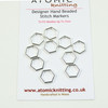 10 Solid Snag Free 7mm Hexagonal Stitch Markers (silver colour)