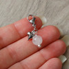 Rose Quartz Crystal Semi-Precious Gemstone & Silver Heart Clip-On Charm with lobster clasp attachment.