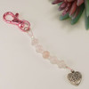 NEW! Rose Quartz Gemstone & Tree Heart Charm Clip On Bag Charm
