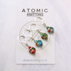 Cloisonne and Crystal - Red, Aqua, Green, Blue - Crochet Knitting Stitch Marker Set - MYM Set of 4