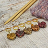 Metallics Maple Leaf Knitting Crochet Stitch Markers- set of 5