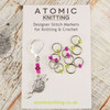 New! Pink & Lime Dual Increase & Decrease Stitch Markers with Clip On Removable Progress Marker - Set of 11