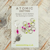 New! Pink & Lime Dual Increase & Decrease Stitch Markers with Clip On Removable Progress Marker - Set of 11