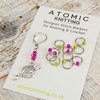 New! Pink & Lime Dual Increase & Decrease Stitch Markers with Clip On Removable Progress Marker - Set of 11