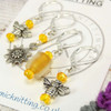 NEW! Bee & Yellow Stitch Marker Set of 4 - MYM - OOAK