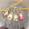 Enamel Cat Stitch Marker Set of 4 with crystal beads - Knitting Or Crochet Options Available - MYM set of 4