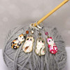 Enamel Cat Stitch Marker Set of 4 with crystal beads - Knitting Or Crochet Options Available - MYM set of 4