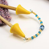 New! Beaded Point Protector Caps for Knitting Needles 4 - 10 mm | Yellow | Aqua Oval