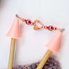 New! Beaded Point Protector Caps for Knitting Needles 4 - 10 mm | Pink | Heart