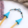 New! Beaded Point Protector Caps for Knitting Needles 4 - 10 mm | Blue | Cube