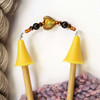 New! Beaded Point Protector Caps for Knitting Needles 4 - 10 mm | Yellow | Heart