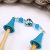 New! Beaded Point Protector Caps for Knitting Needles 4 - 10 mm | Blue | Heart