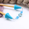 New! Beaded Point Protector Caps for Knitting Needles 4 - 10 mm | Blue | Heart