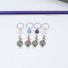 Mixed Gemstone & Yarn Charm Stitch Marker Set of 4