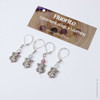 New! Fluorite Gemstone & Silver Elephant Stitch Markers Set of 4 | Communication, Learning