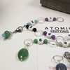Row Counter - Blue/Green Gemstone - 99 Row Counter Chain for Knitting and 3 Stitch Markers - SIZE 4mm OR 7mm