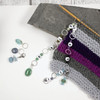 Row Counter - Blue/Green Gemstone - 99 Row Counter Chain for Knitting and 3 Stitch Markers - SIZE 4mm OR 7mm