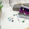 New! Row Counter - Blue/Green Gemstones - 99 Row Counter Chain for Knitting and 3 Stitch Markers - SIZE 4mm OR 7mm