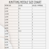 A knitting needle size conversion chart showing UK, US, and metric sizes to help knitters match needle sizes across systems.