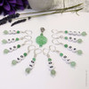 New! Green Aventurine Number Stitch Markers set of 10 with Flower holder