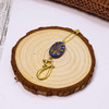 Blue & Gold Oval Portuguese Knitting Pin - Single Hook