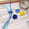 Blue Mix Stitch Cords & 4 Stitch Stoppers for needles up to ~ 4mm