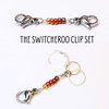 Warm Neutrals Switcheroo Clip Set. Convert your stitch marker or row counter chain with ease — switch between 4mm ring, 7mm ring, or removable latchback.