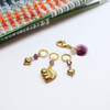 Amethyst & Gold Heart Stitch Markers - Set of 4