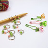 Green Spring Jewel Knitting Stitch Markers x 10 & 3 Flower Stitch Marker