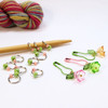 Green Spring Jewel Knitting Stitch Markers x 10 & 3 Flower Stitch Marker