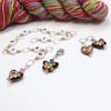 Cloisonne Heart & Butterfly Row Counter Chain and 2 Stitch Markers Bundle