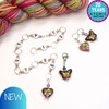 Cloisonne Heart & Butterfly Row Counter Chain and 2 Stitch Markers Bundle