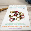Red & Gold Mix Halo Stitch Markers for Knitting | Set of 10 Handmade Snag-Free Ring Markers