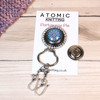 Aqua Blue Mandala Magnetic Portuguese Knitting Pin - Detachable Double Hook
